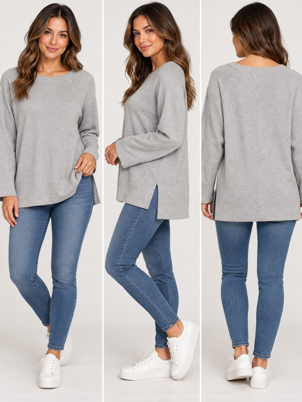 Ministry of Supply Women’s M 3D Print-Knit Slouchy Sweater Gray Oversized Tunic